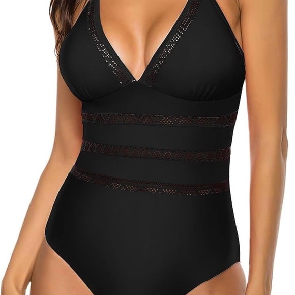 NWOT Chic Black Women's One-Piece Swimsuit - Picture 2 of 11